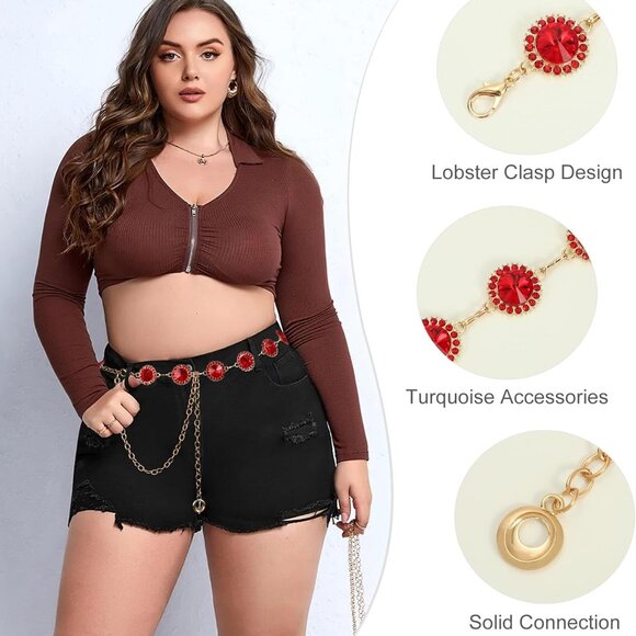 Women Concho Chain Belt Metal Link Western Cowgirl Turquoise Chain Belt for Dres - Picture 5 of 6